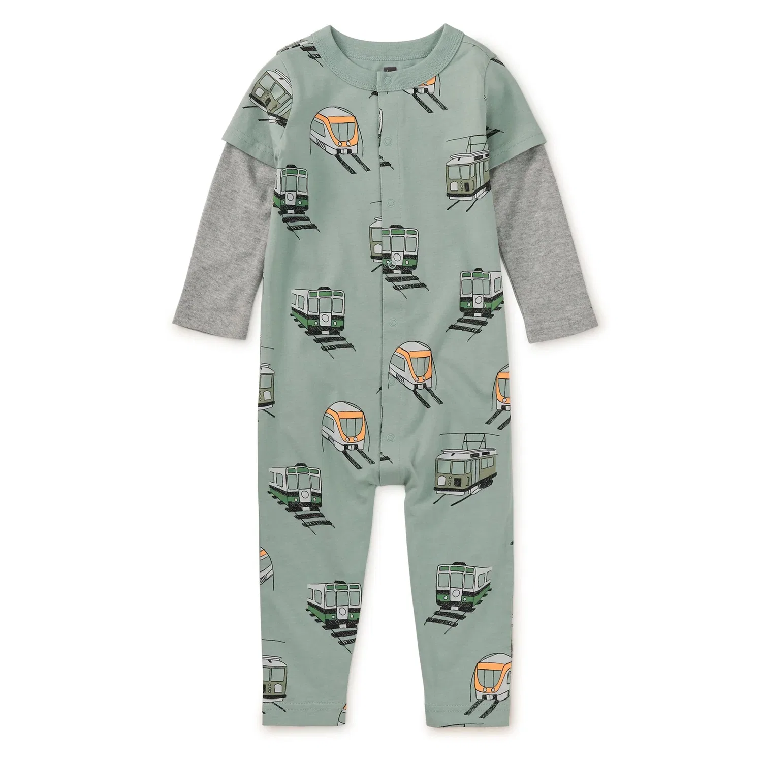 Детский боди-комбинезон с длинным рукавом и застежкой-кнопками Layered Button-up Tea Collection, Stockholm Metro