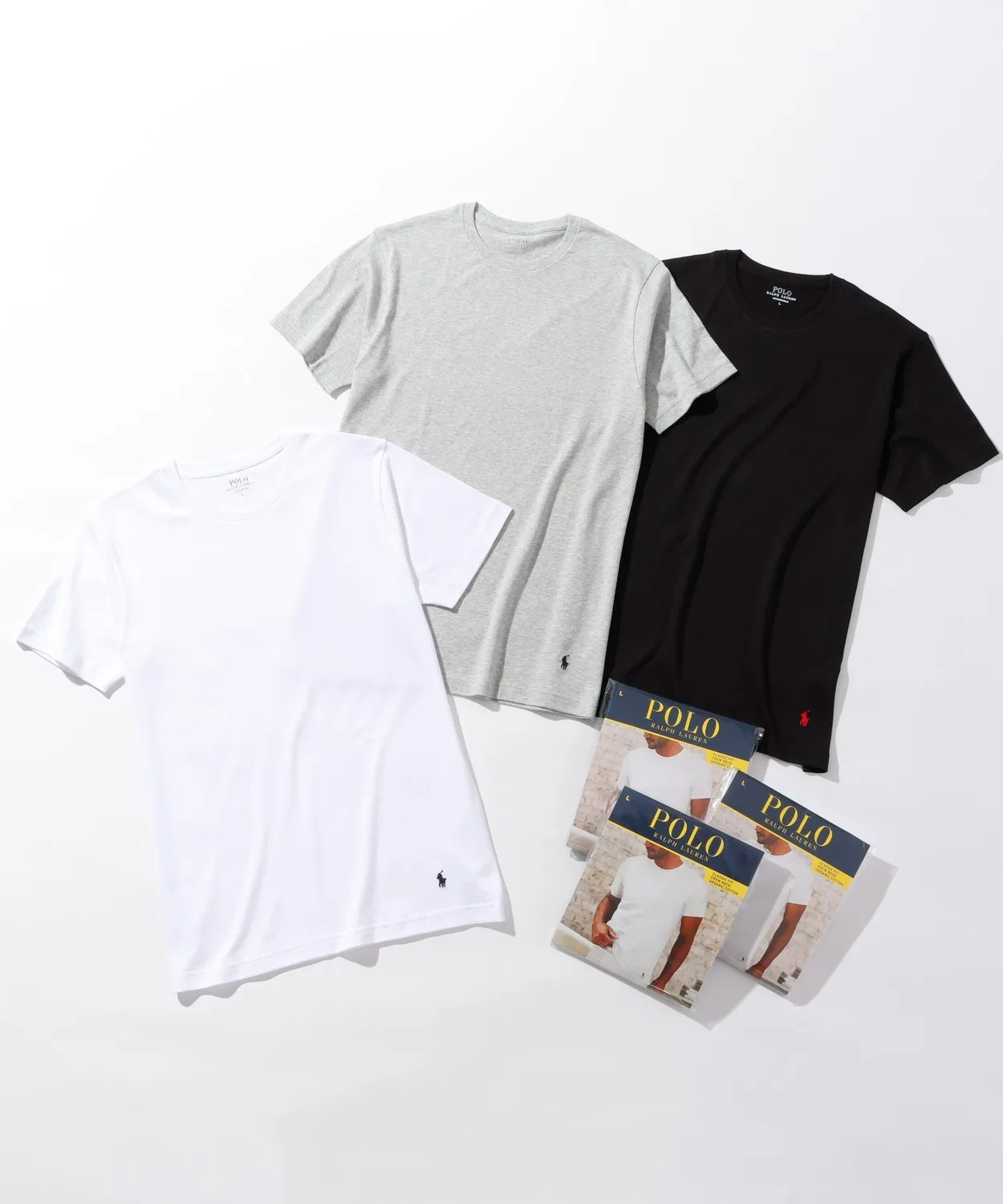 Мужская хлопковая футболка-борцовка, комплект из 3 POLO RALPH LAUREN, White/Grey/Black
