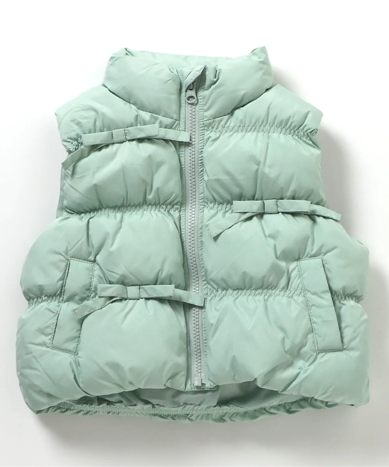 Детский утепленный жилет с риббоном, модель Shirring Ribbon BREEZE, Mint