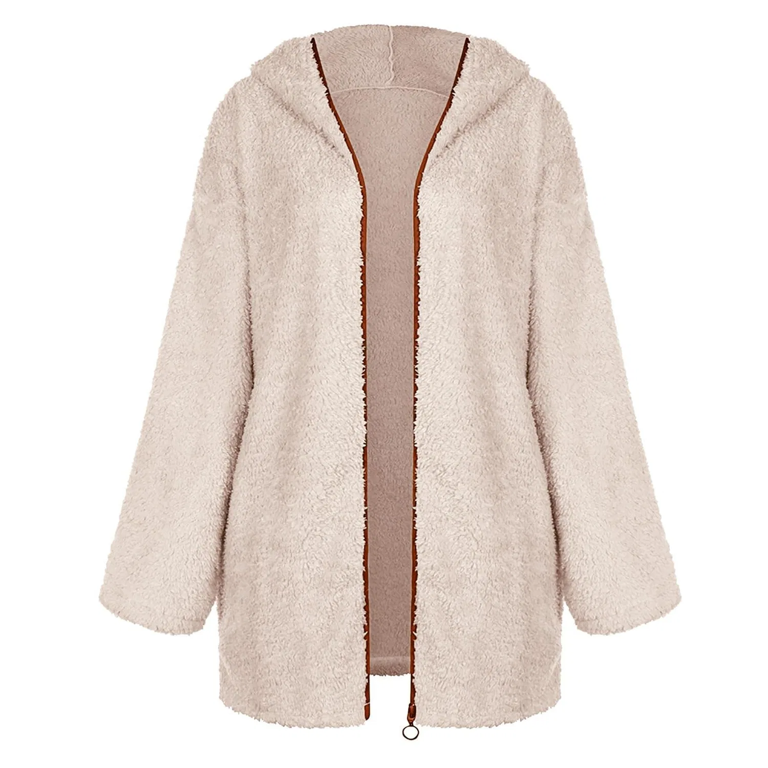 Женское пальто из шерсти с принтом Plus Size Wool Coats for Women UK, cachi — фото 2