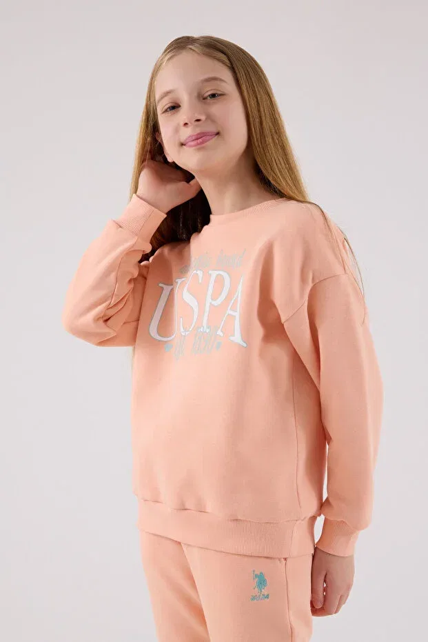 Детский для девочек спортивный костюм с принтом U.S. Polo Assn., Orange — фото 4