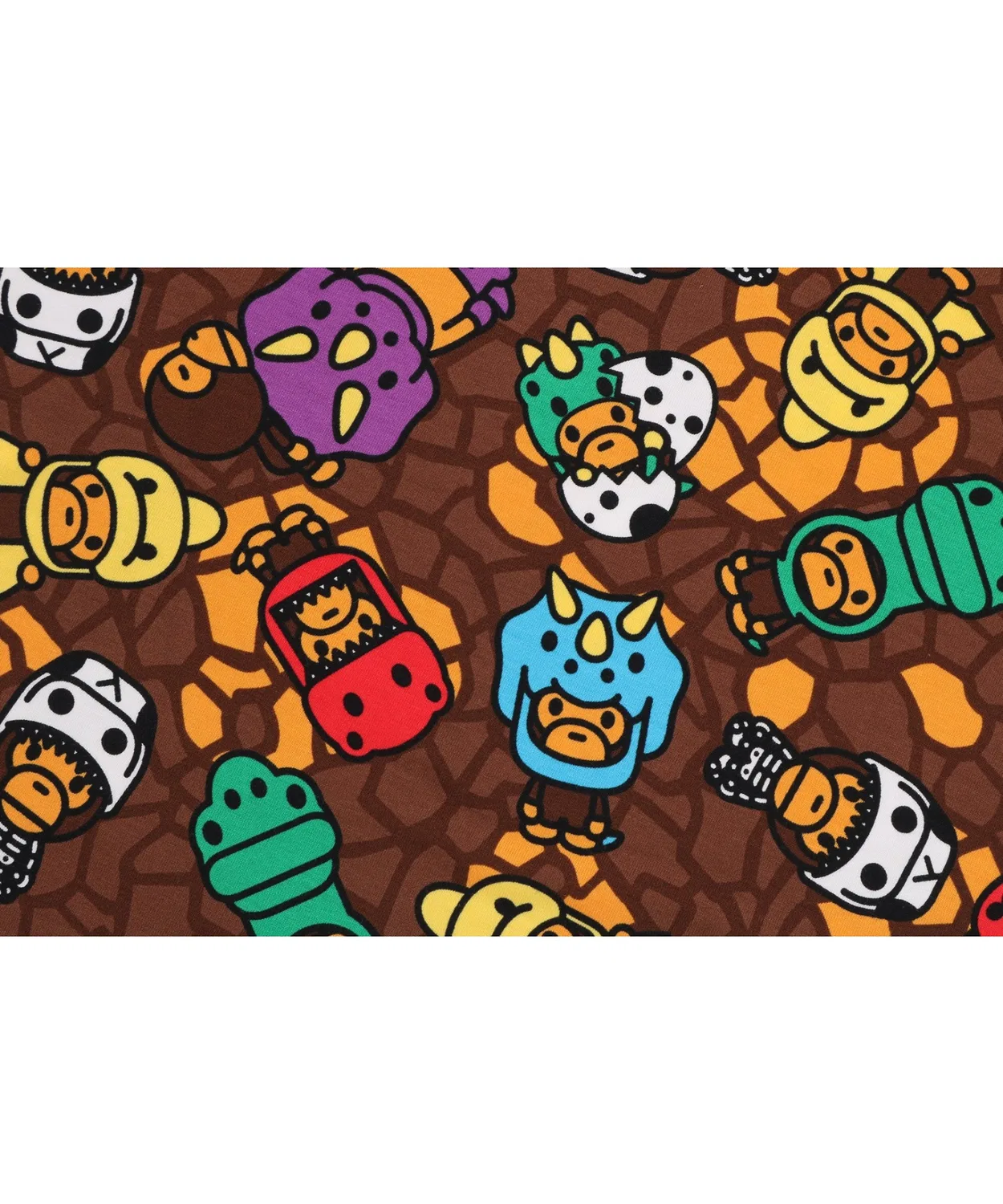 Детская футболка с принтом MILO MULTI DINOSAURS PATTERN A BATHING APE, Multicolor — фото 3