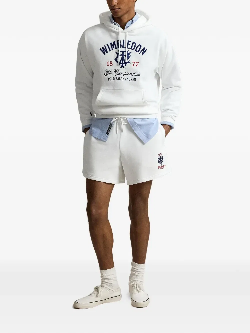 Шорты Wimbledon с вышивкой Polo Ralph Lauren, белый — фото 2