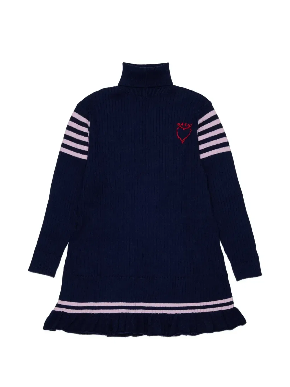 Трикотажное платье с высоким ворником Marni Kids, синий