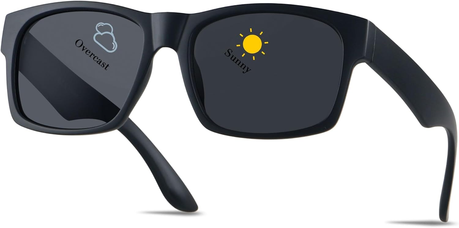 

Солнцезащитные очки LYZOIT Extra Large для мужчин с большой широкой головой, поляризованные, XXL, увеличенного квадратного размера, Matte Black | Polarized Photochromic Black