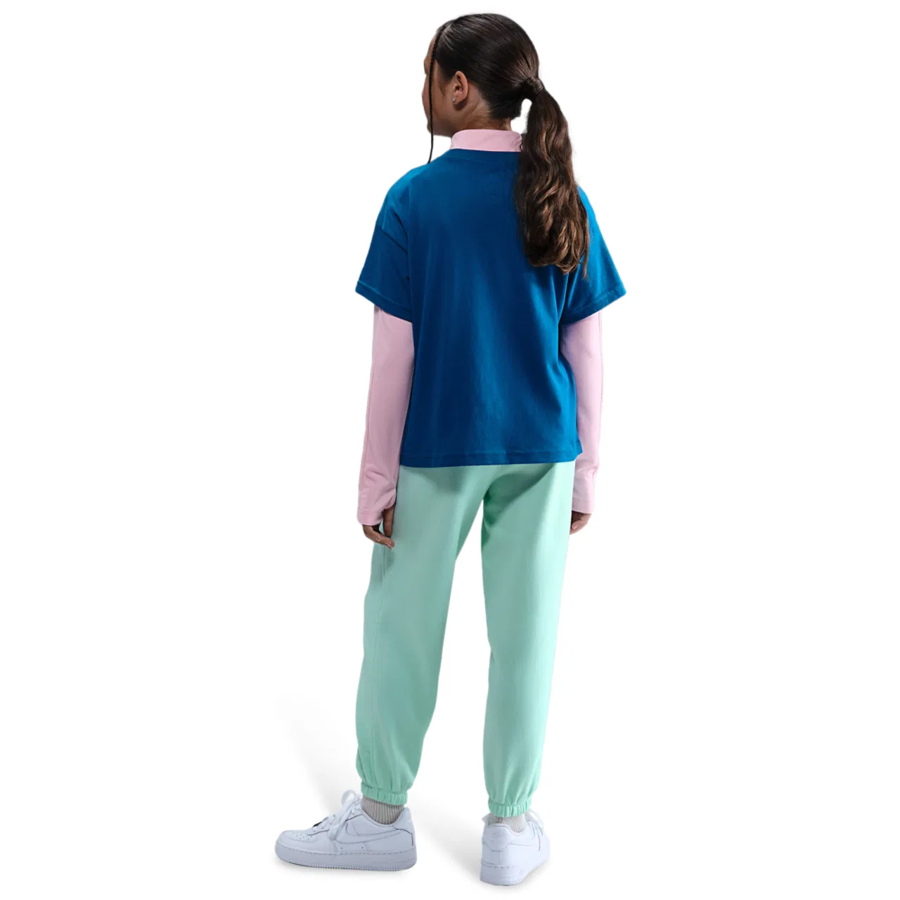 Детские брюки Club LBR Oversized Fleece Nike, цвет White/Mint Foam/Mint Foam — фото 4