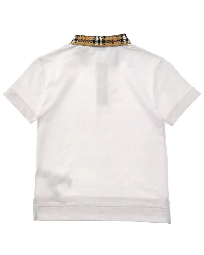 Детская рубашка-поло с воротником в клетку Burberry Check Collar Polo Shirt, White — фото 2