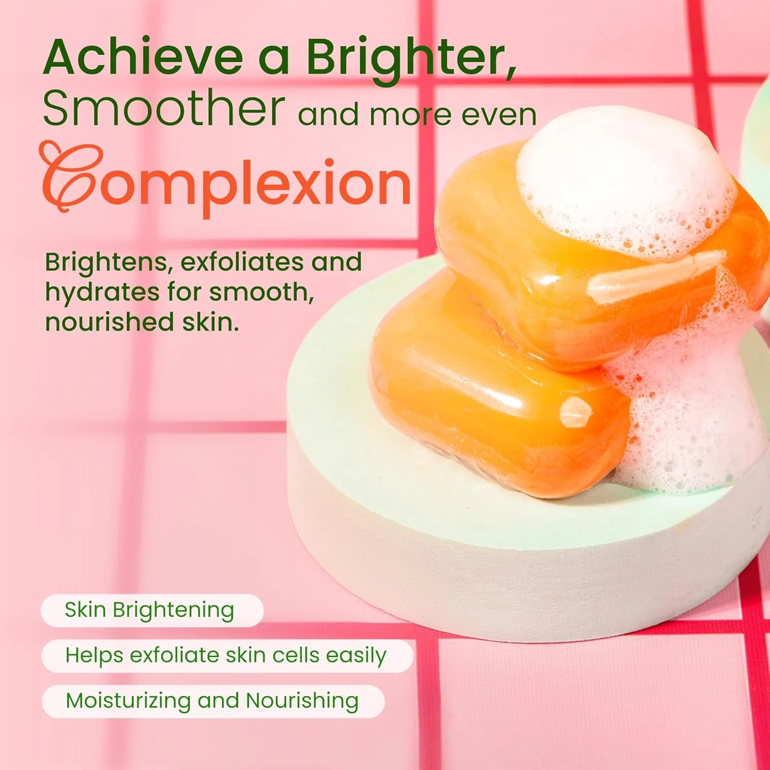 Мыло для лица и тела Kojic Acid & Papaya Brightening Soap, Koji White, 2 батончика по 80 г, Оранжевый — фото 3