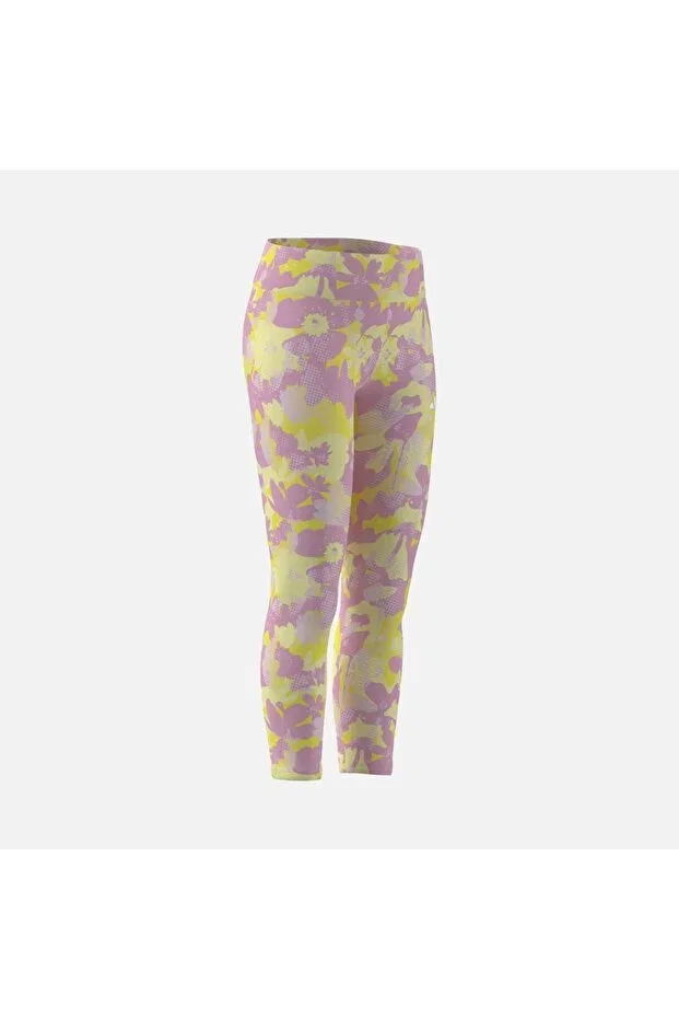 Детские леггинсы для девочек с принтом Climacool train essentials all over printed flower 7/8 gym & training (girls') kids' leggings Adidas, Multicolor — фото 2