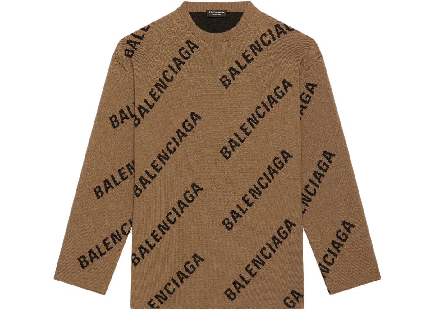 Мужской свитер оверсайз с интарсией Crewneck Sweater Balenciaga, Light Brown