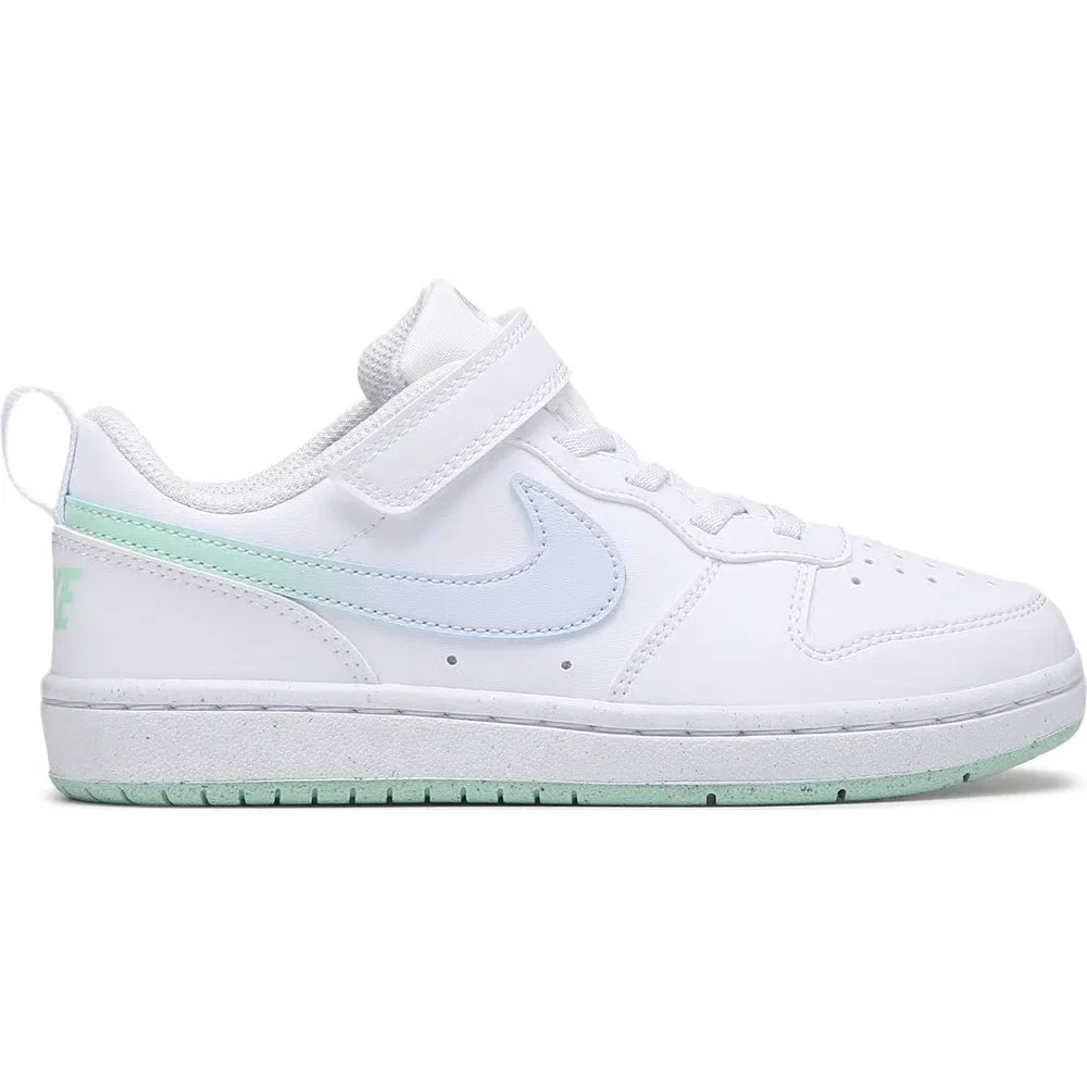 Детские низкие кроссовки Court Borough Recraft Nike, White/Mint/Blue — фото 2