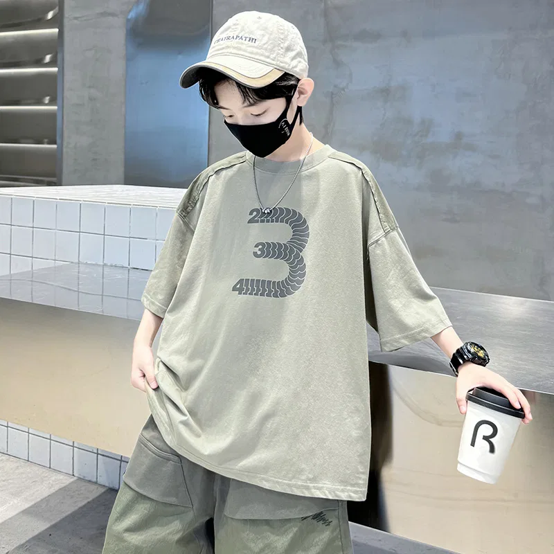 Детская футболка с круглым вырезом MADALLO, Gray Coffee T-Shirt — фото 4