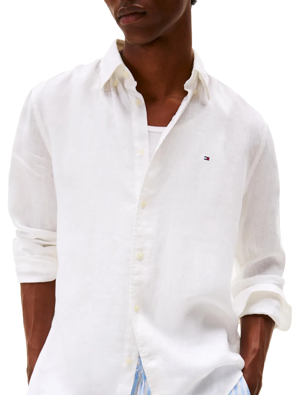 Мужская рубашка с длинным рукавом из льна Tommy Hilfiger, White — фото 2