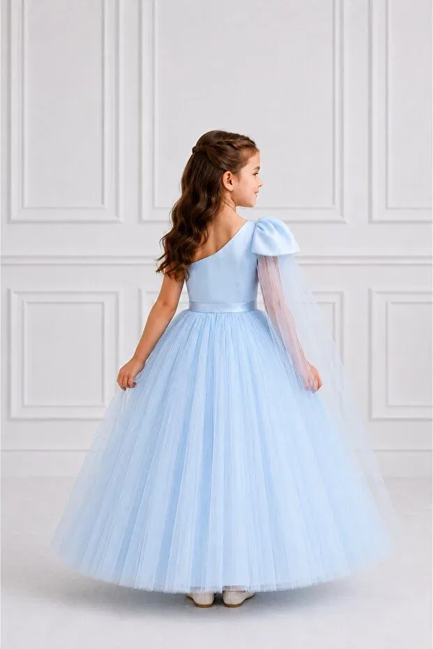Детское платье для девочек с одним плечом Party Suneh, Blue — фото 2