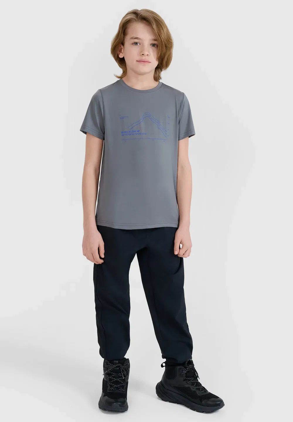 Футболка trekkingowy szybkoschnący chłopięcy - czarny 122/128 (6-8 лат) - спортивная футболка 4F, Middle Grey