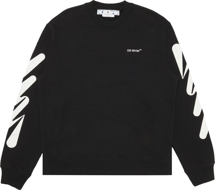 

Толстовка Off-White Wave Diag Slim Crewneck 'Black/White', черный