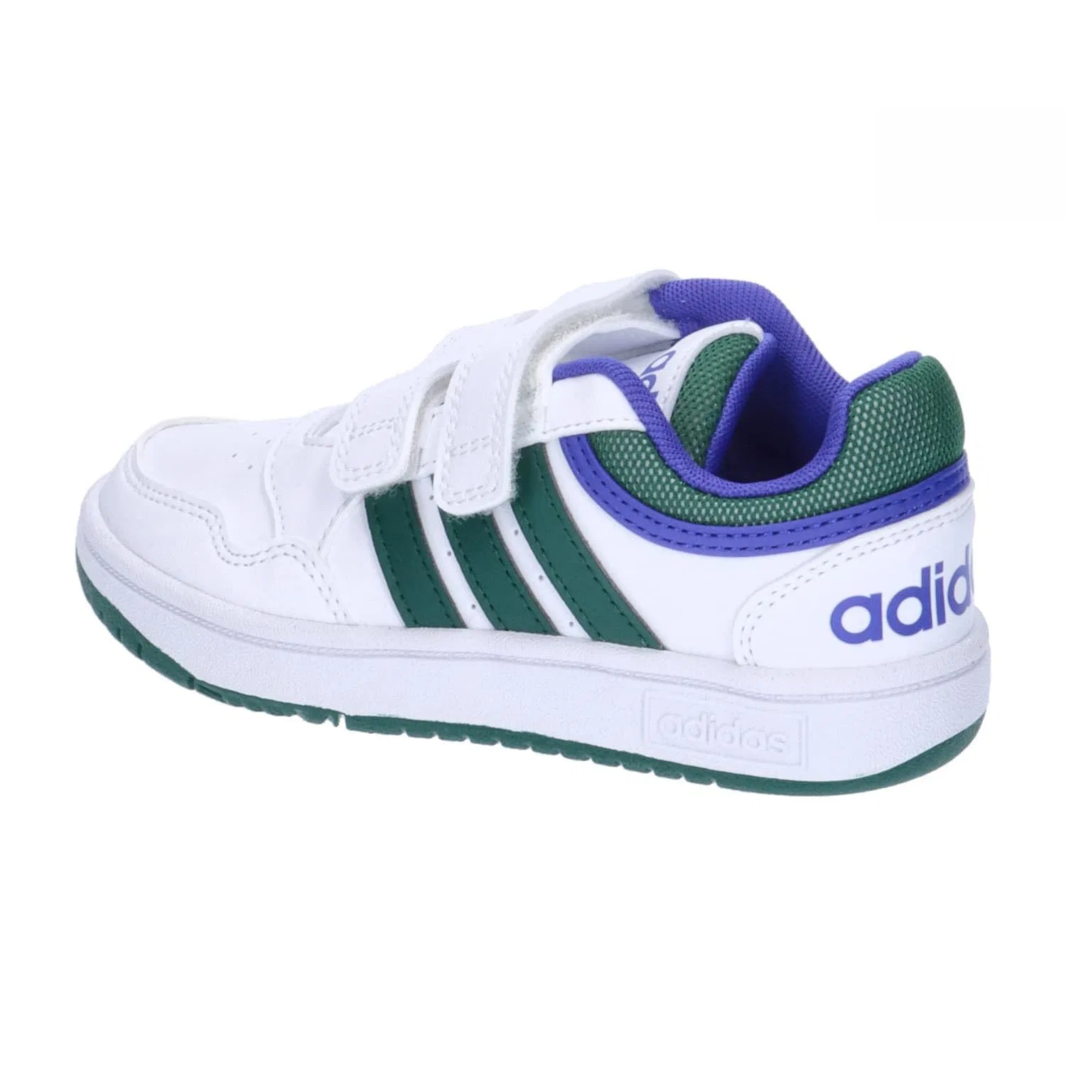 Детские кроссовки для мальчиков и девочек с липучкой Hoops Lifestyle Basketball Hook-and-loop Adidas, Cloud White Collegiate Green Lucid Blue — фото 3
