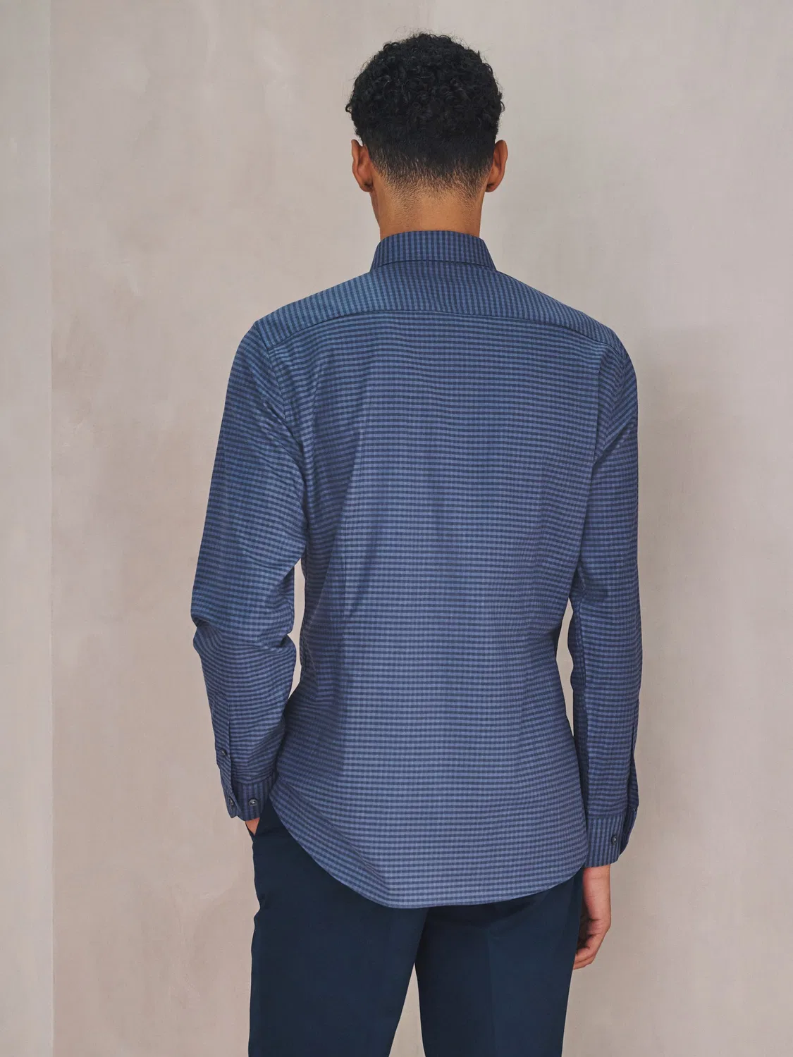 Рубашка формальная, Slim Fit, Navy Gingham Next, Navy Gingham — фото 3
