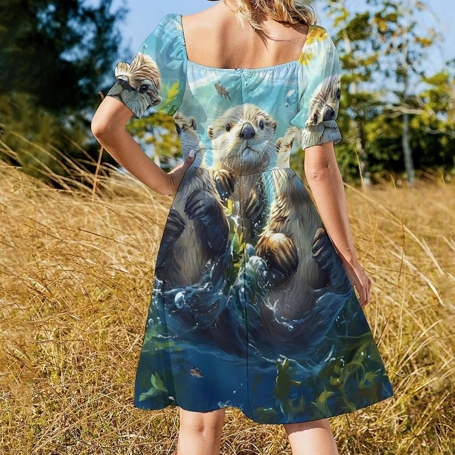 Женское летнее платье A-силуэта с пышными рукавами Sea Otter, Style — фото 3