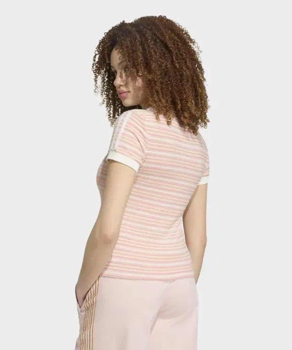 Футболка с полосками Summer Glow Slim Stripe, Adidas, санди пинк — фото 2