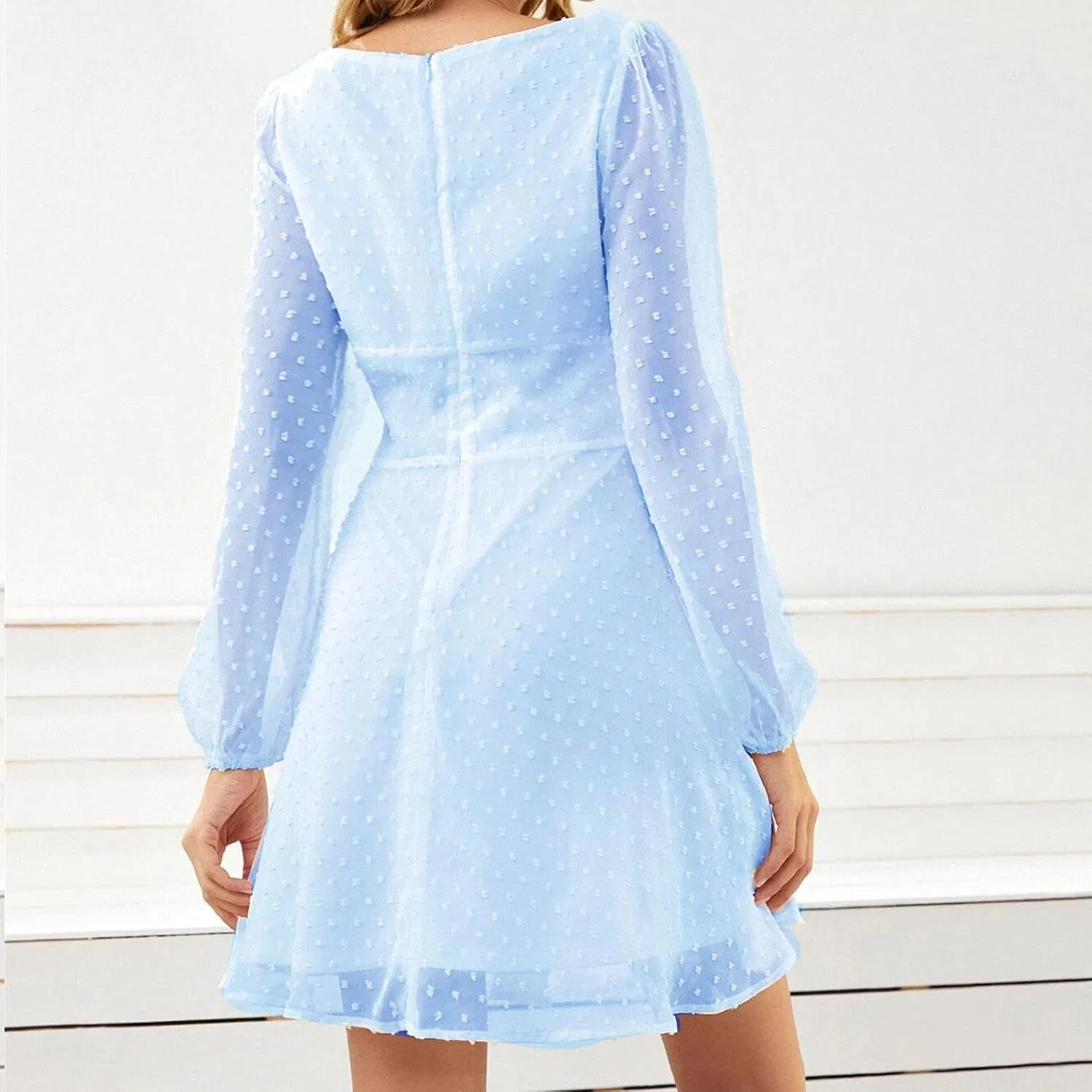 Женское платье миди с воланами A-силуэта, Light Blue — фото 3