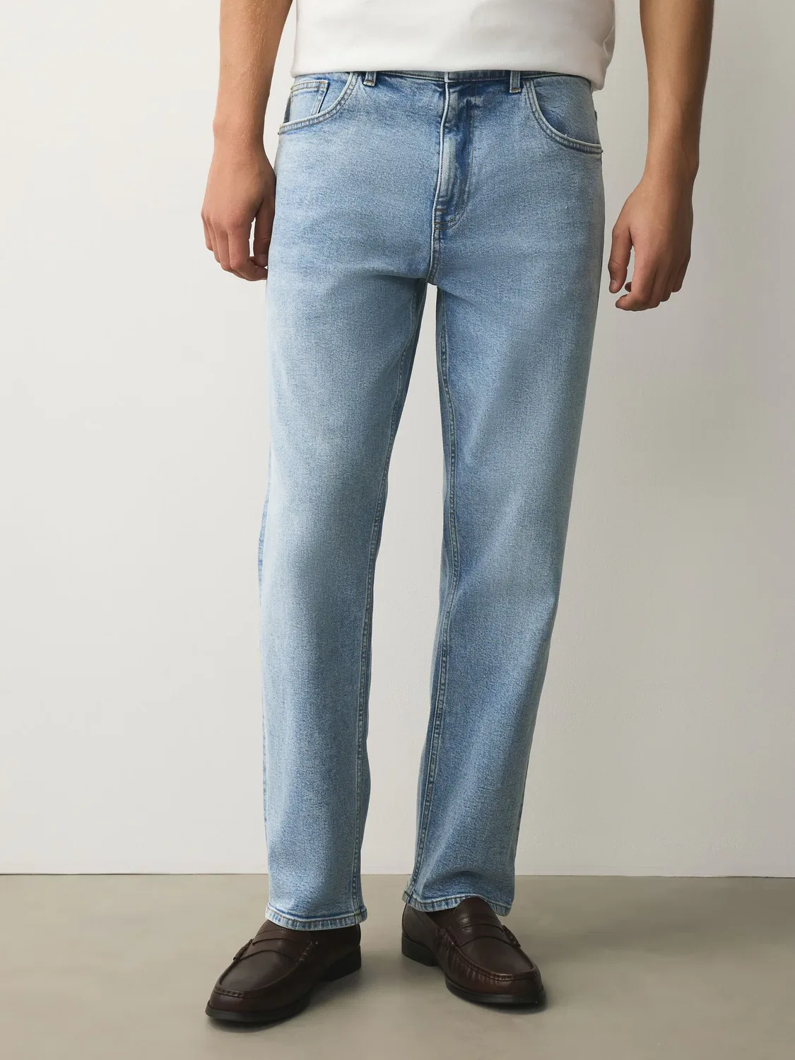 Джинсы прямого кроя, Bleach Blue Denim Next
