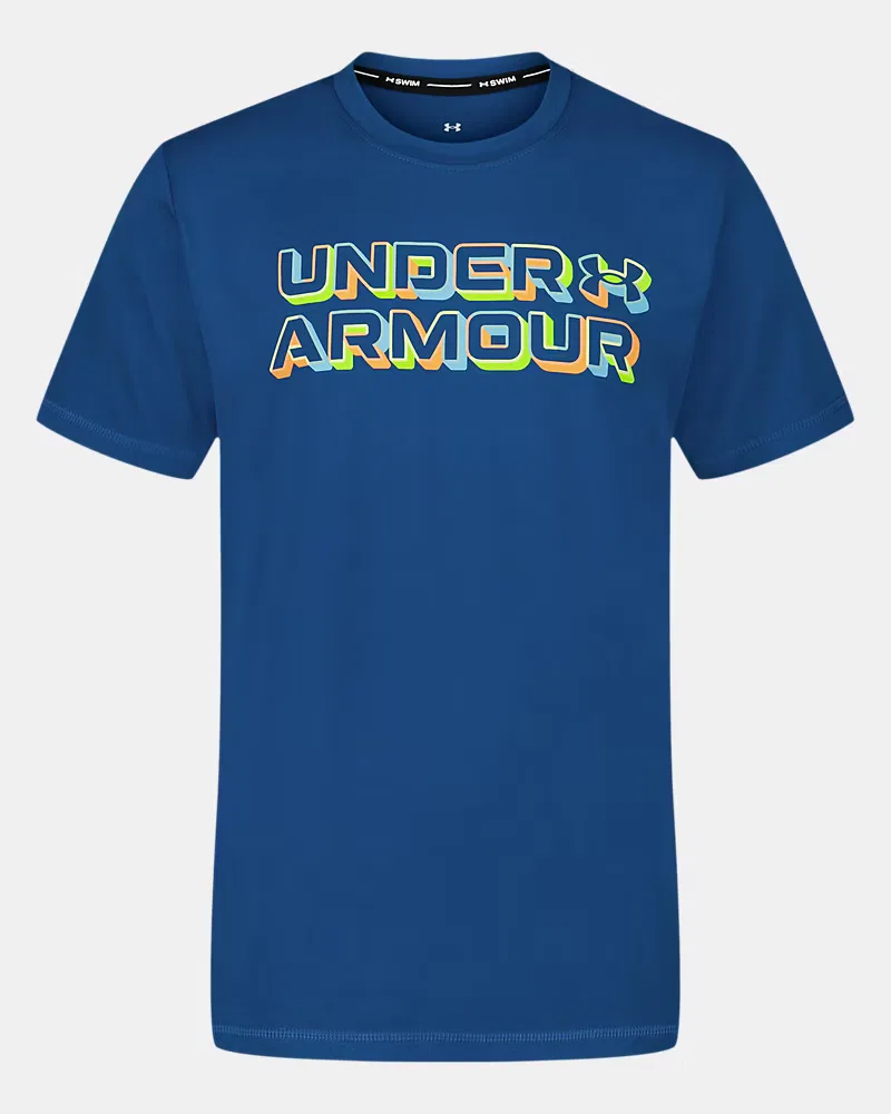 Футболка для плавания с защитой UPF 50+ UA Dimension Surf UnderArmour, Varsity Blue/Apollo Orange
