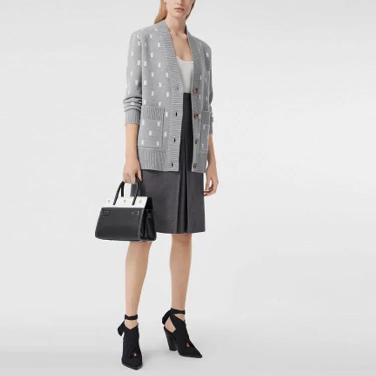 Женский кашемировый свитер с V-образным вырезом Medium Heather Gray Burberry — фото 4