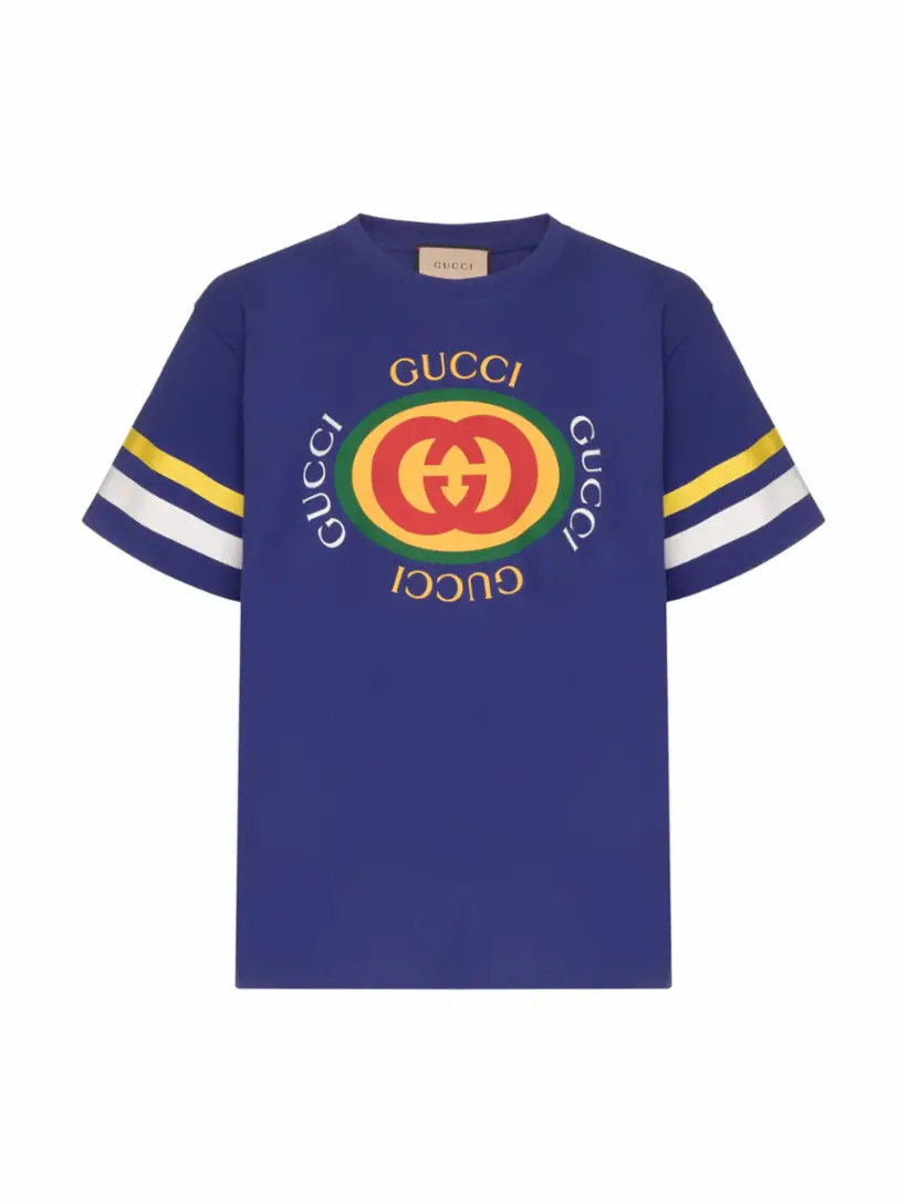 

Хлопковая футболка с логотипом Gucci, Синий, Хлопковая футболка с логотипом Gucci