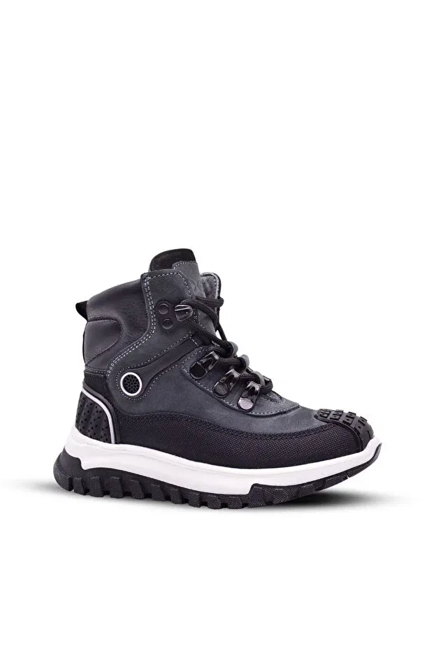 Детские ботинки для девочек кожаные с ортопедической стелькой Otto Boy's Cold Weather And Water Resistant Genuine Leather Smoked Color Winter Boots Kids A More, Smoke Grey