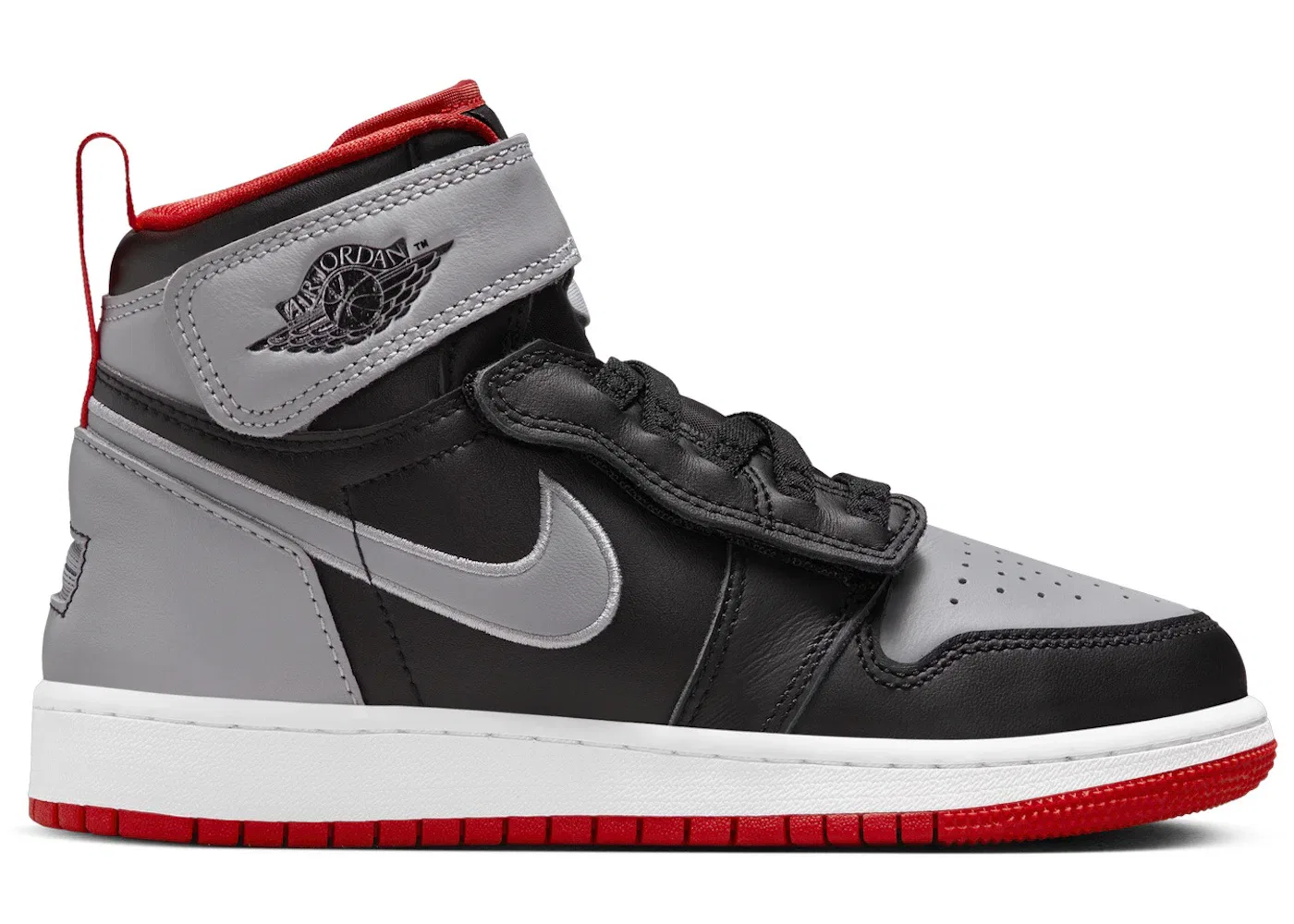 Детские кроссовки для мальчиков с высоким верхом Jordan 1 Hi FlyEase Jordan, Black/Cement Grey/White/Fire Red