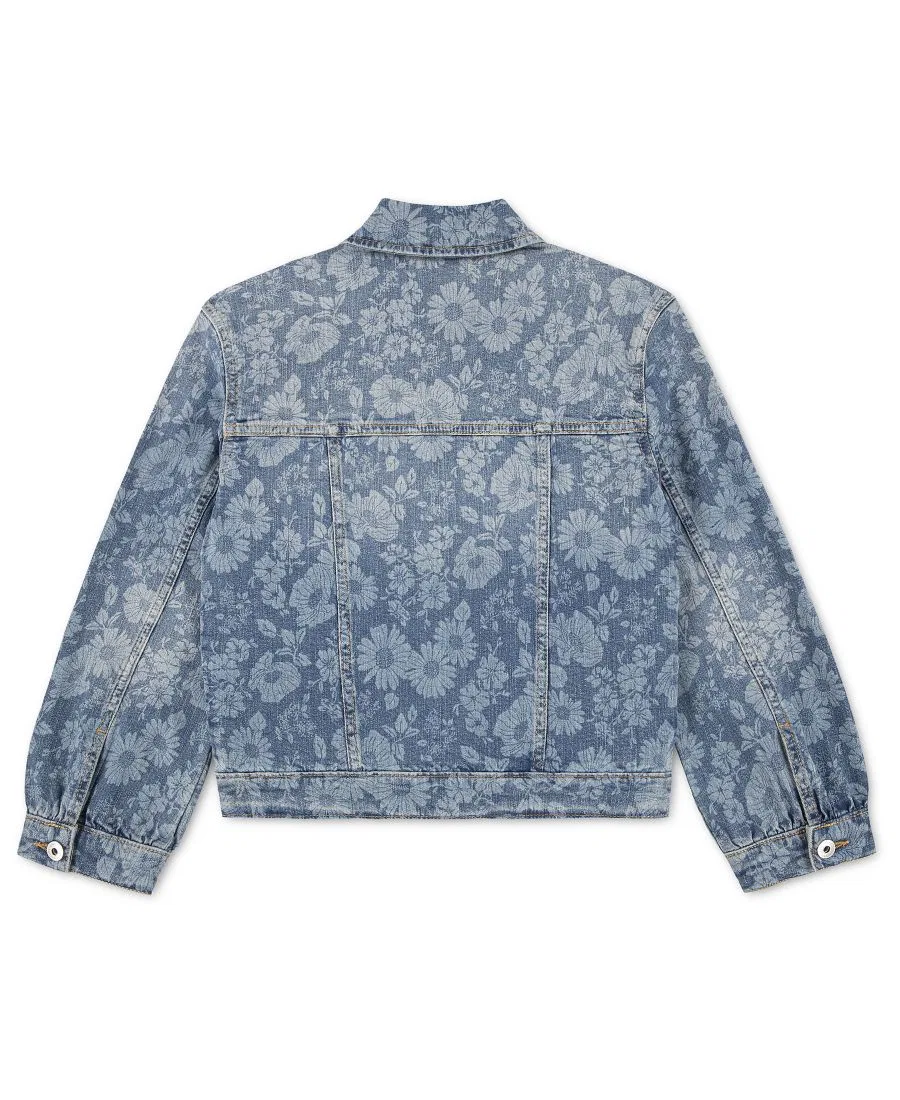 Джинсовая куртка-тракер с цветочным принтом Abercrombie Kids, Floral Blues — фото 2