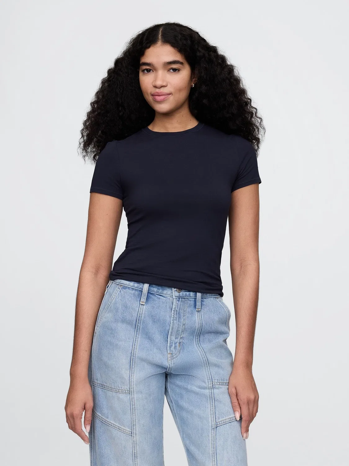 Футболка с коротким рукавом, облегающая Gap CloseKnit, Navy Blue
