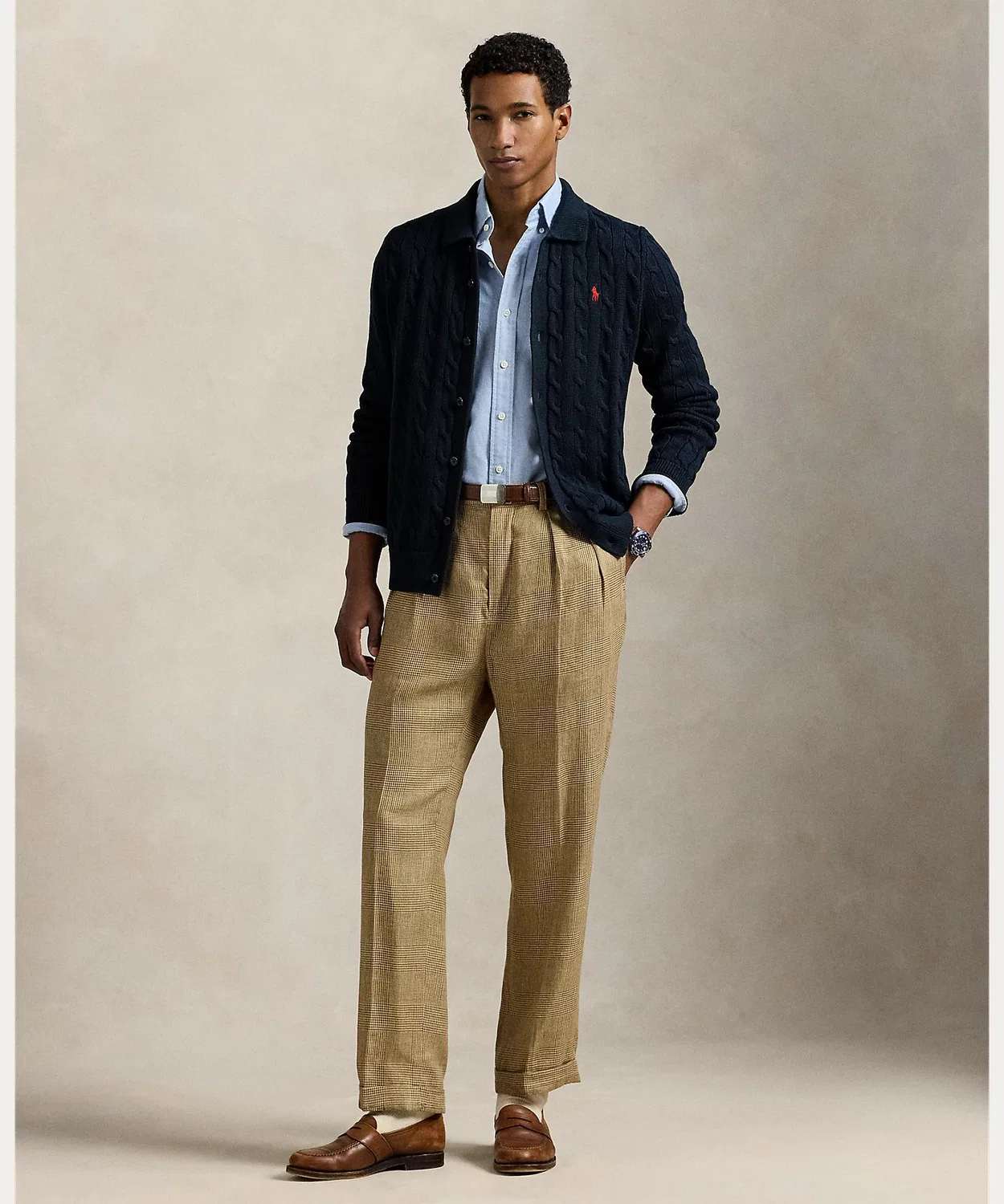 Мужской хлопковый кардиган с длинным рукавомPOLO RALPH LAUREN, Синий — фото 3
