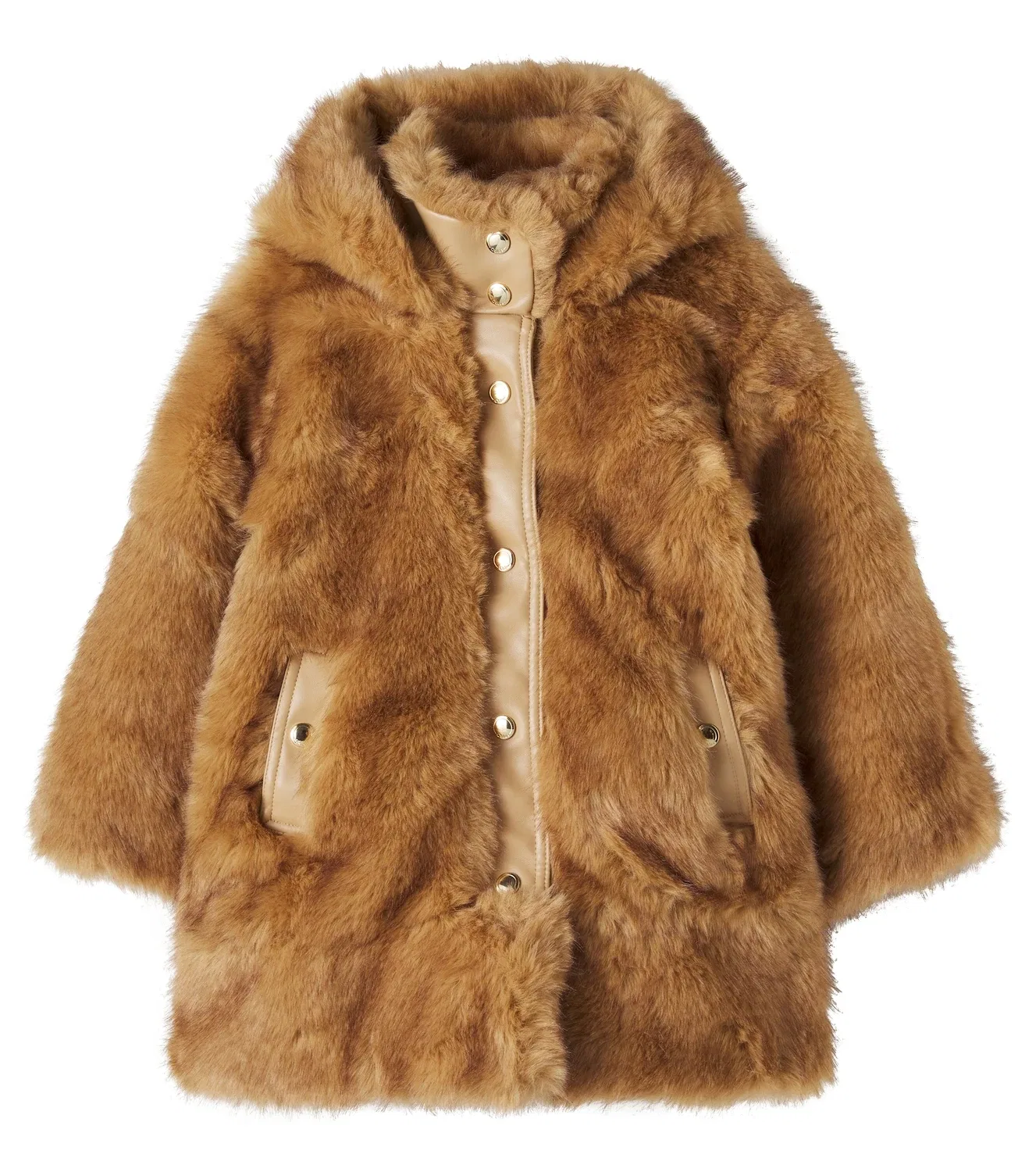 Плюшевое пальто с капюшоном Chloé Kids, коричневый