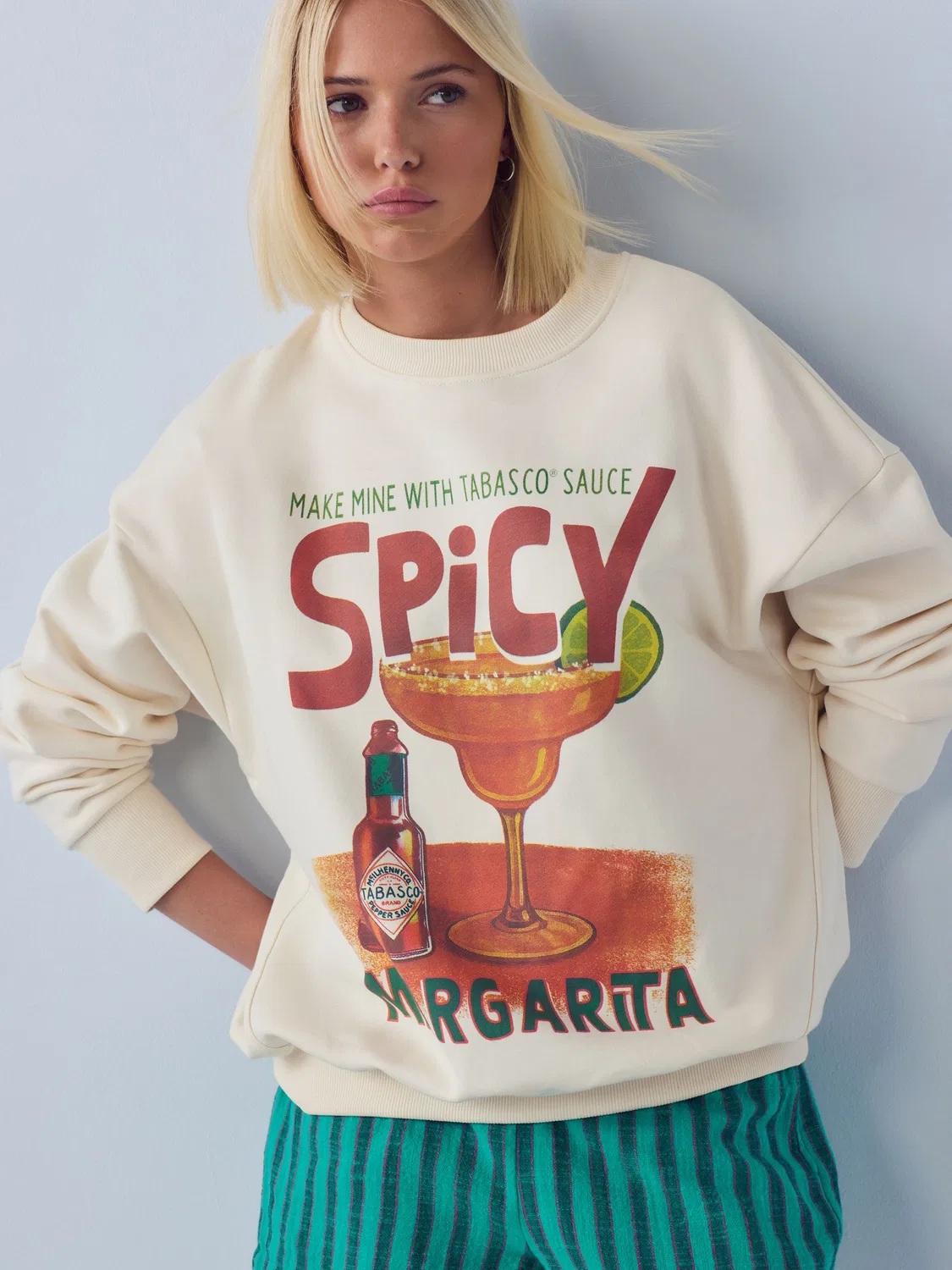 Свитшот с принтом Tabasco Spicy Margarita Next, цвет экрю — фото 2