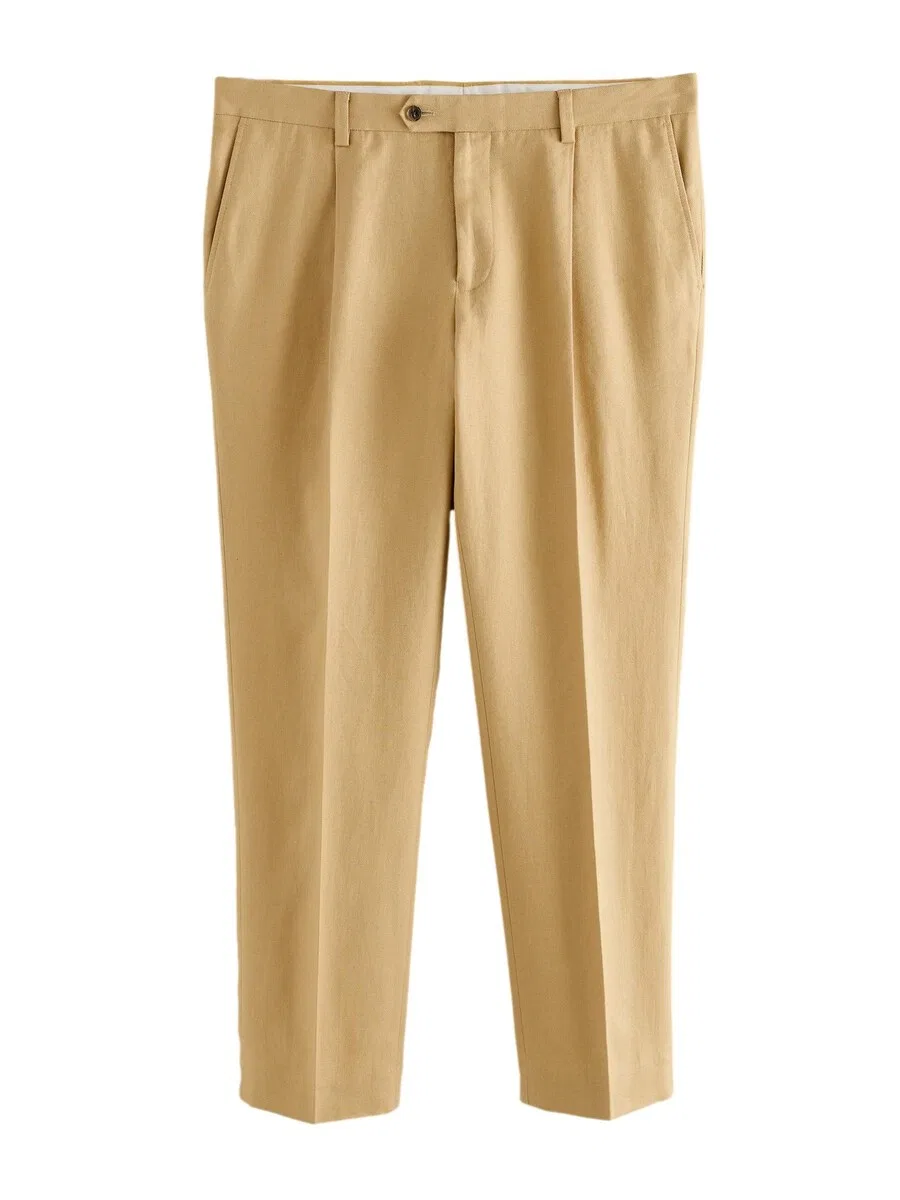 Брюки Next Regular Pleated Pants 'N. Premium' горчичного цвета