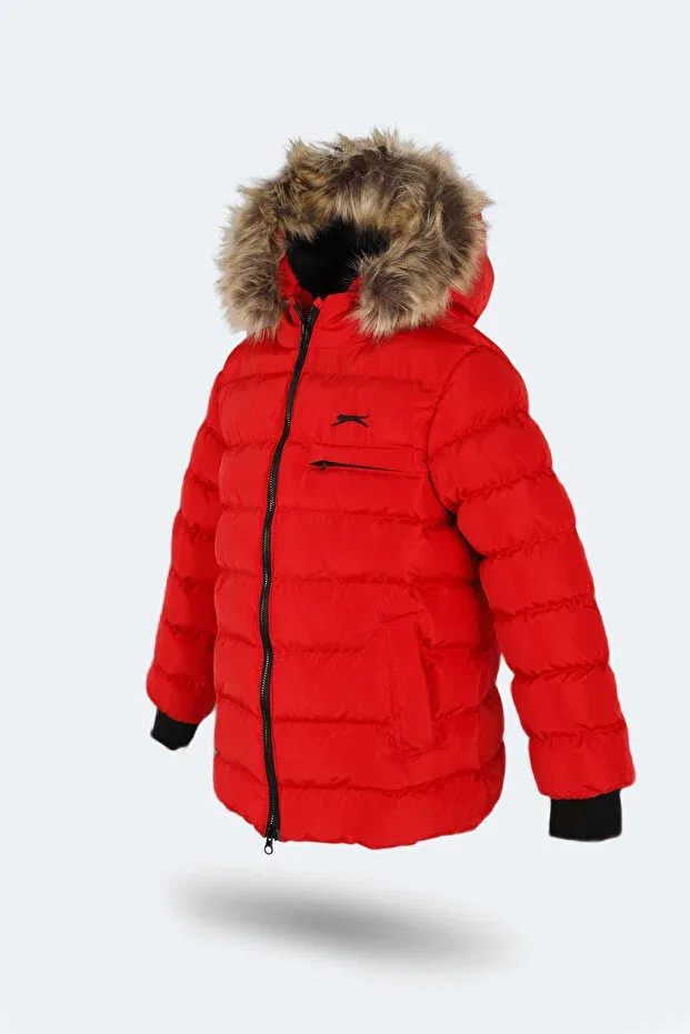 Детское пальто-пуховик для девочек с капюшоном Slazenger, Red — фото 4