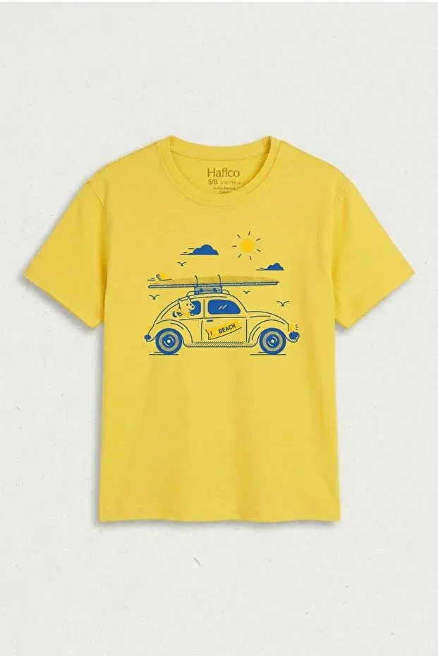 Детская футболка с принтом для девочек vosvos car printed Hafico, Yellow