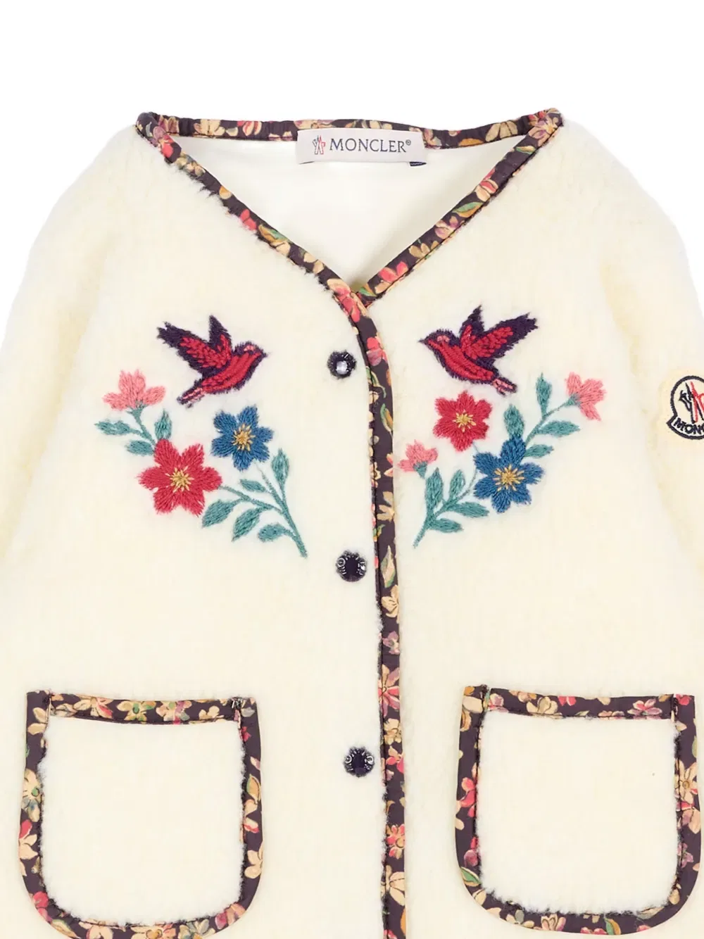 Кардиган с вышивкой Moncler Enfant, цвет Ivory White — фото 3