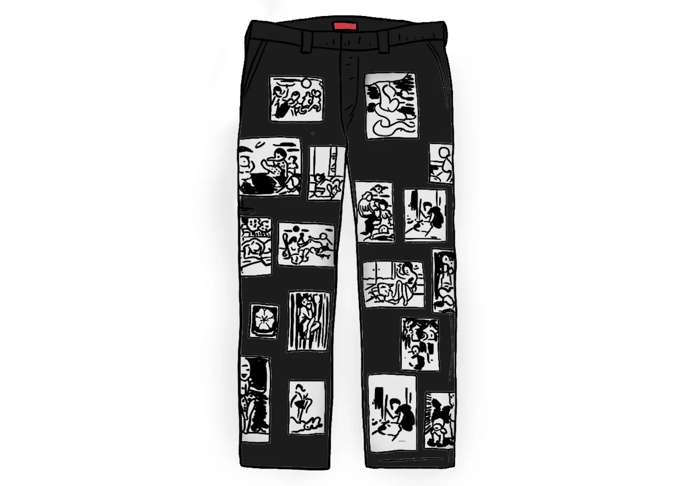 Мужские брюки с принтом Toshio Saeki Work Pant Supreme, Black