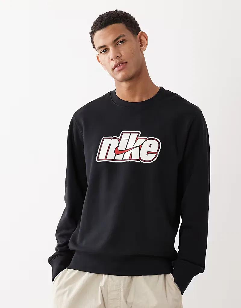 Свитшот Nike Club с круглым вырезом, черный