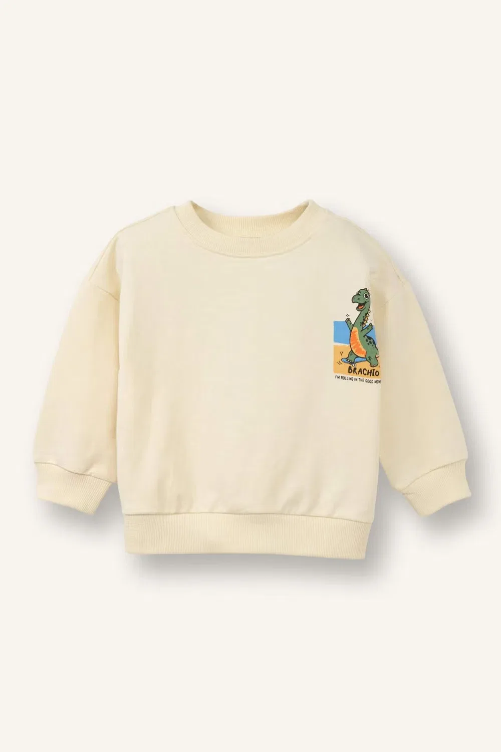 Свитшот оверсайз с принтом животного на спине Baby Boy Back Print Defacto, экрю — фото 4