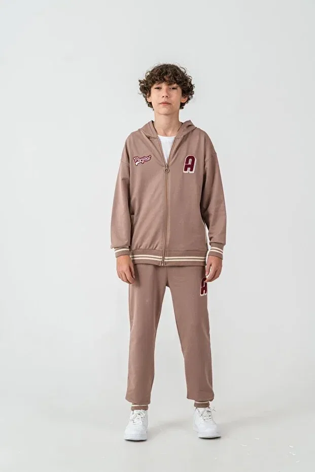 Детский спортивный комплект для мальчиков с принтом Mışıl Kids, Beige