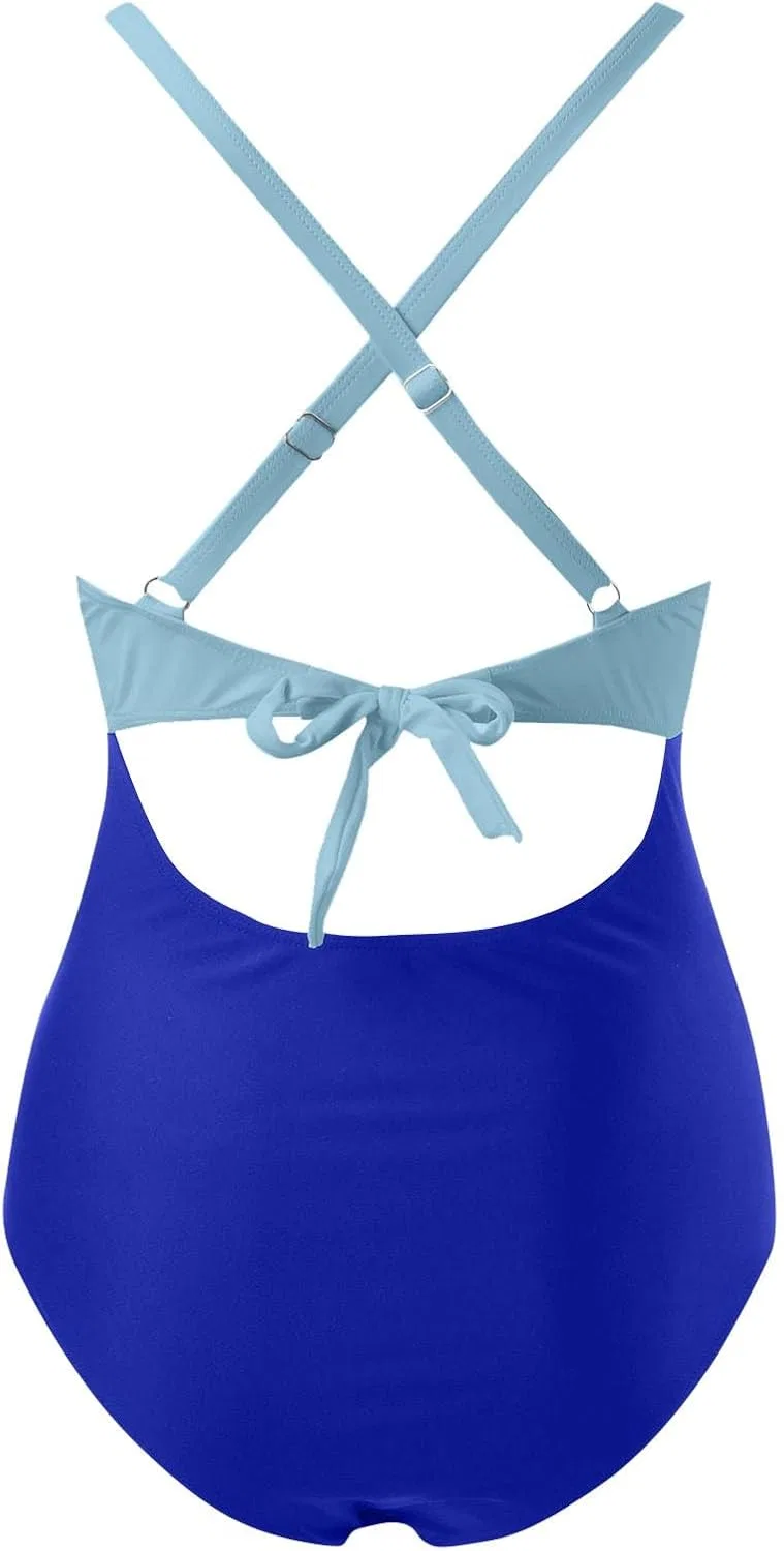 Женский слитный купальник с вырезами Push Up Sporty, Sky Blue — фото 4