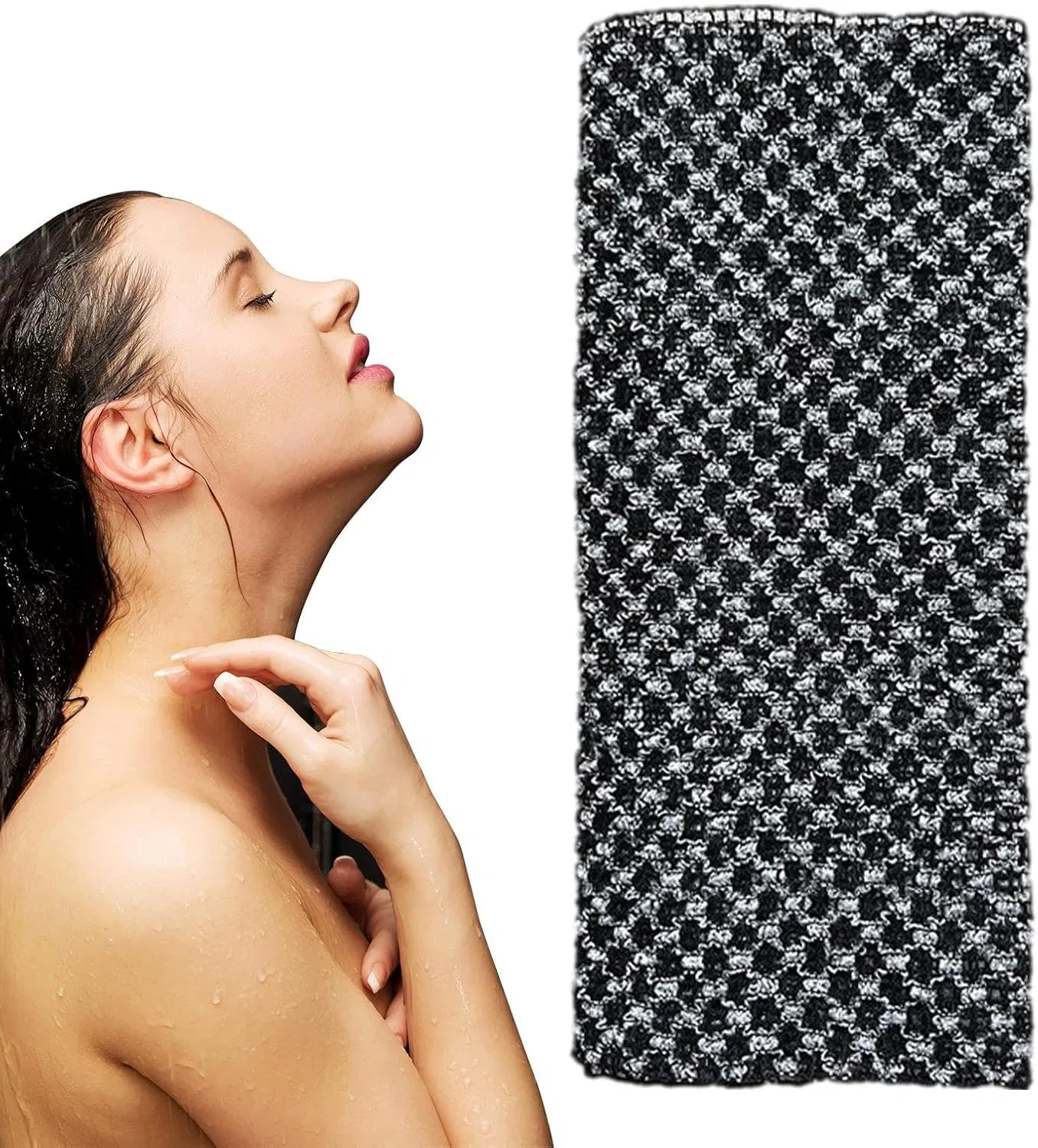 Мочалка для душа Body Wash Scrubber, Polyester fibre, 25 x 100 см, Black Plaid Generisch