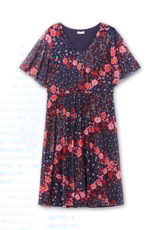 

Сетчатое платье с цветочным принтом и непрозрачной подкладкой Sheego By Joebrowns, синий