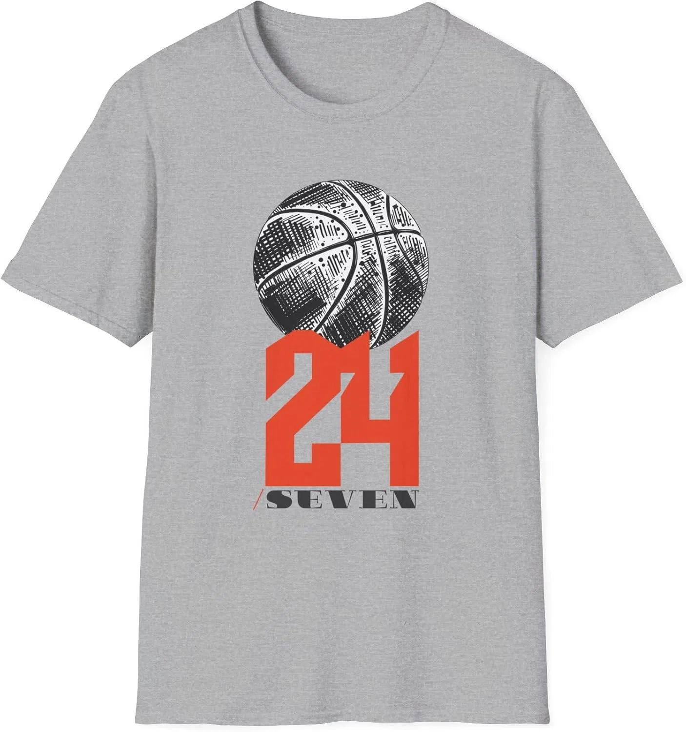 Футболка с принтом Basketball 24/7 Gildan 64000, Sport Grey
