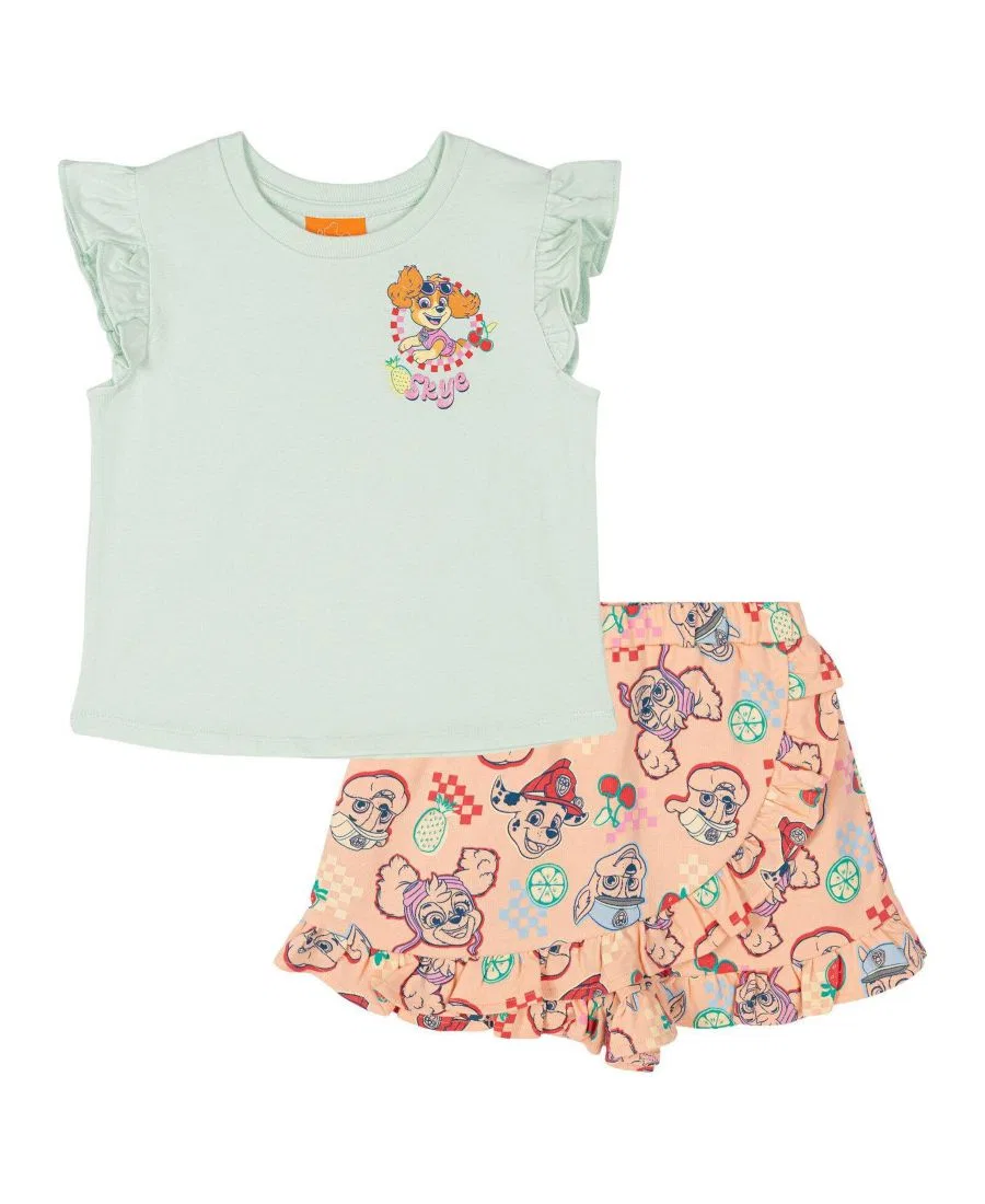Комплект из футболки и юбки-шорт с принтом Skye Paw Patrol, Mint Green Peach Skye
