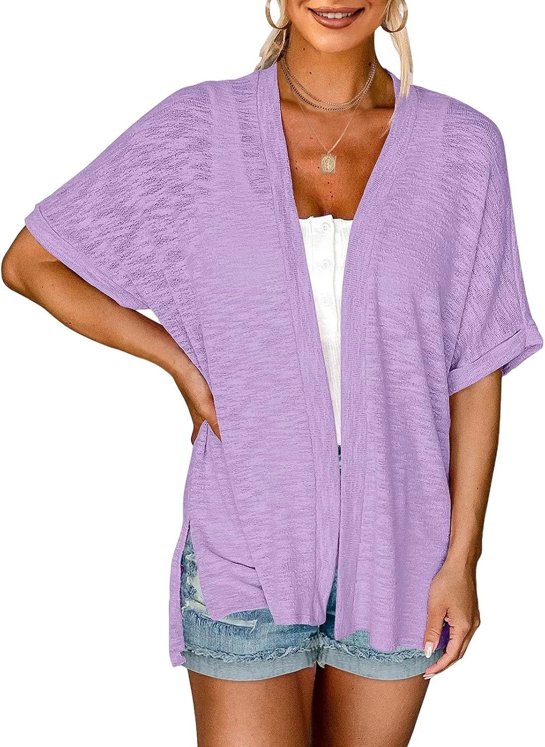 Женская свободная футболка с коротким рукавом, Purple